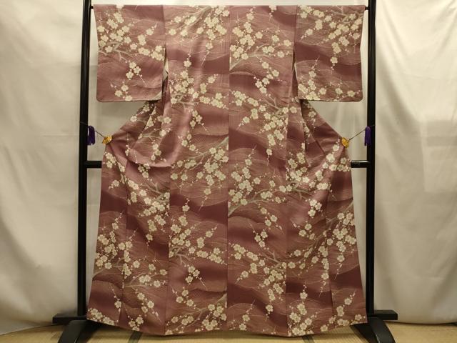 平和屋着物■上質な小紋　流水枝梅文　暈し染め　正絹　逸品　AABL4289sx