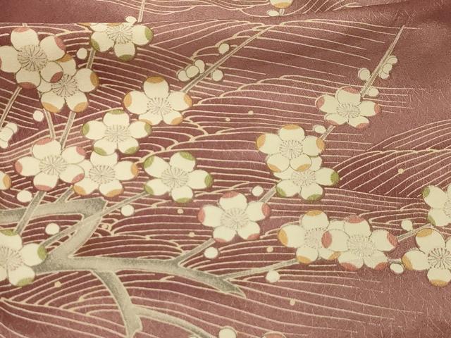 平和屋着物■上質な小紋　流水枝梅文　暈し染め　正絹　逸品　AABL4289sx