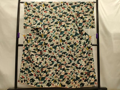 平和屋着物■上質な小紋　草花文　金彩　正絹　逸品　AABL4290sx