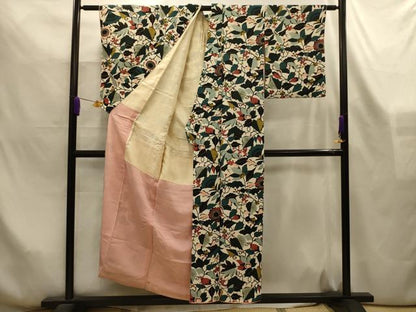 平和屋着物■上質な小紋　草花文　金彩　正絹　逸品　AABL4290sx
