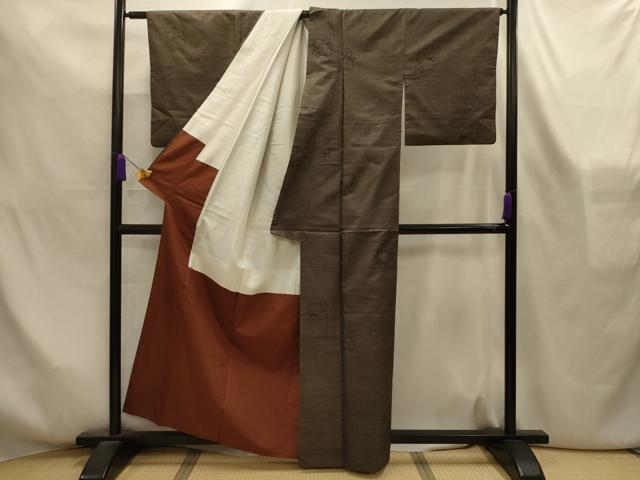 平和屋着物■本場大島紬　9マルキ　光琳菊　正絹　逸品　AABL4292sx