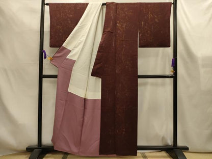 平和屋着物■上質な小紋　手描き　笹竹文　正絹　逸品　AABL4296sx
