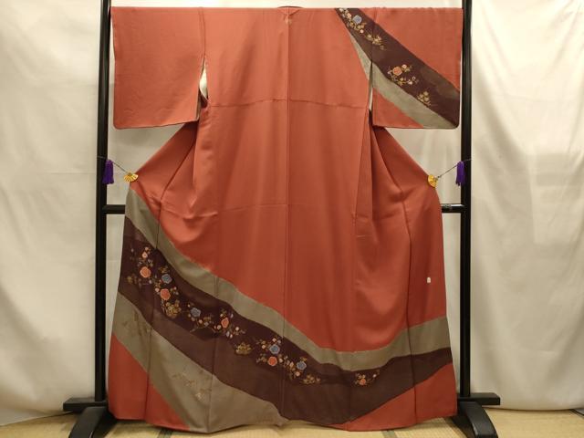 平和屋着物■訪問着　作家物　絞り　草花文　金彩　正絹　逸品　AABL4298sx