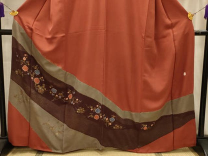 平和屋着物■訪問着　作家物　絞り　草花文　金彩　正絹　逸品　AABL4298sx