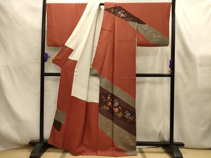 平和屋着物■訪問着　作家物　絞り　草花文　金彩　正絹　逸品　AABL4298sx