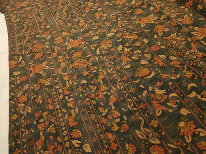 平和屋着物■上質な小紋　更紗花文　鬼しぼ縮緬　正絹　逸品　AABL4299sx
