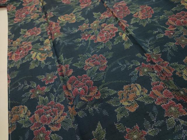 平和屋着物■上質な紬　草花文　正絹　逸品　AABL4301sx