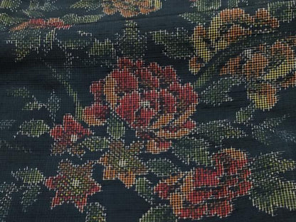 平和屋着物■上質な紬　草花文　正絹　逸品　AABL4301sx