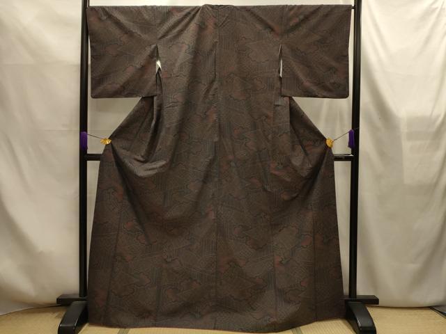 平和屋着物■上質な紬　吉祥籬雲文　正絹　逸品　AABL4302sx
