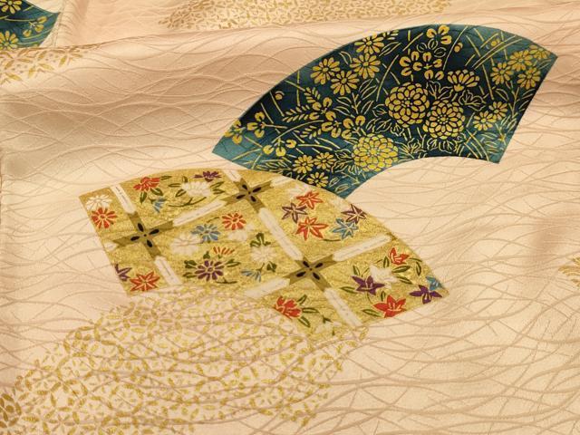 平和屋着物■上質な小紋　地紙花文　金彩　正絹　逸品　AABL4303sx