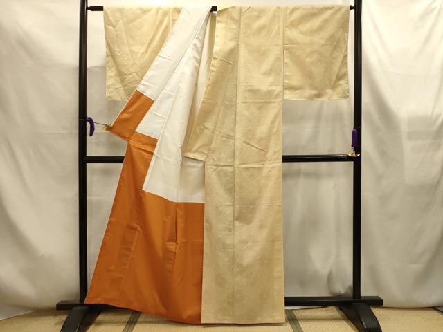 平和屋着物■上質な紬　麻の葉文様　正絹　逸品　AABL4308sx