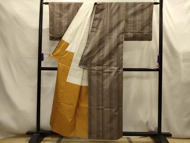 平和屋着物■上質な紬　間道　金糸　正絹　逸品　AABL4312sx