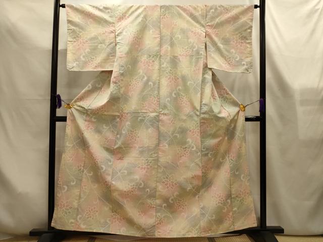 平和屋着物■上質な紬　更紗花文　正絹　逸品　AABL4314sx