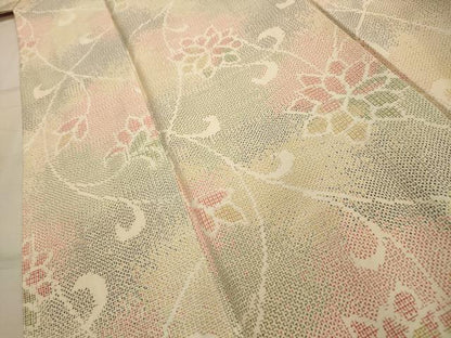 平和屋着物■上質な紬　更紗花文　正絹　逸品　AABL4314sx