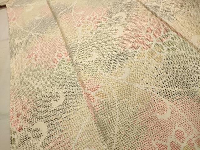 平和屋着物■上質な紬　更紗花文　正絹　逸品　AABL4314sx