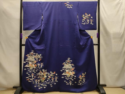 平和屋着物■訪問着　刺繍　風景文　金糸　丹後ちりめん　反端付き　正絹　逸品　AABL4315sx