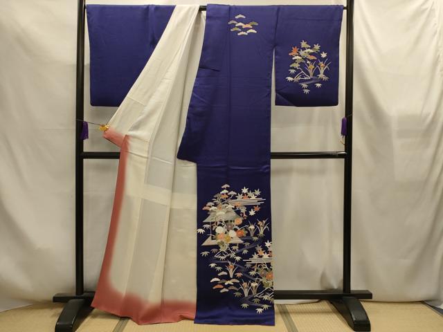 平和屋着物■訪問着　刺繍　風景文　金糸　丹後ちりめん　反端付き　正絹　逸品　AABL4315sx
