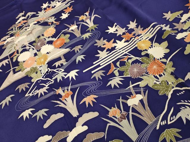 平和屋着物■訪問着　刺繍　風景文　金糸　丹後ちりめん　反端付き　正絹　逸品　AABL4315sx