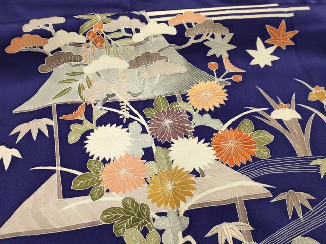 平和屋着物■訪問着　刺繍　風景文　金糸　丹後ちりめん　反端付き　正絹　逸品　AABL4315sx