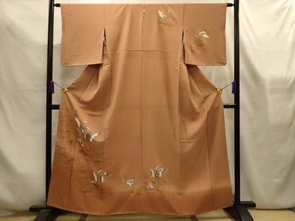 平和屋着物■訪問着　流水群鶴文　暈し染め　金彩　正絹　逸品　AABL4318sx