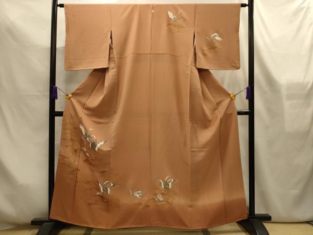 平和屋着物■訪問着　流水群鶴文　暈し染め　金彩　正絹　逸品　AABL4318sx