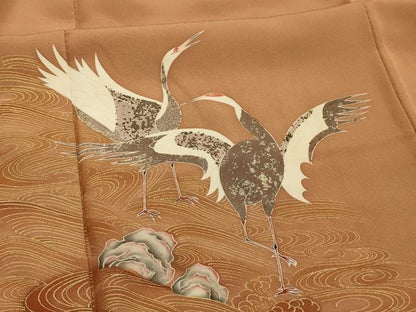 平和屋着物■訪問着　流水群鶴文　暈し染め　金彩　正絹　逸品　AABL4318sx