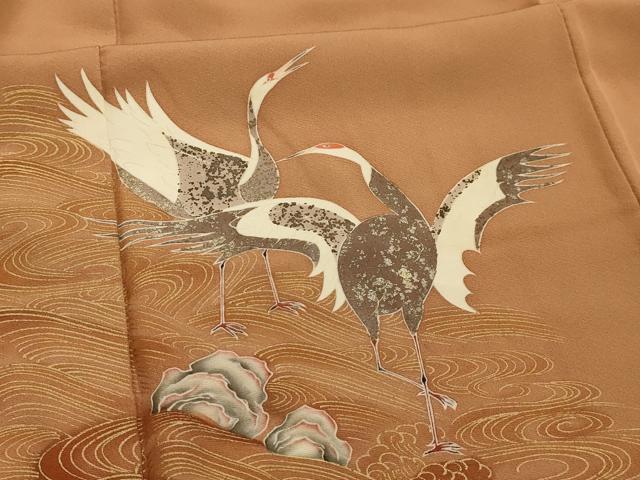 平和屋着物■訪問着　流水群鶴文　暈し染め　金彩　正絹　逸品　AABL4318sx