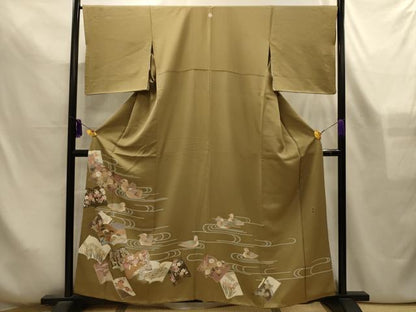 平和屋着物■豪華色留袖　作家物　流水鴛鴦花鳥冊子文　金彩　正絹　逸品　AABL4329sx