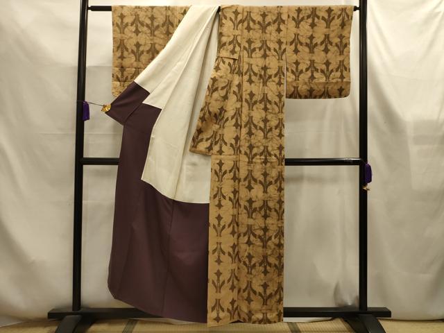 平和屋着物■上質な小紋　幾何学文様　正絹　逸品　AABL4330sx