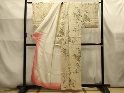 平和屋着物■上質な小紋　枝花文　正絹　逸品　AABL4333sx