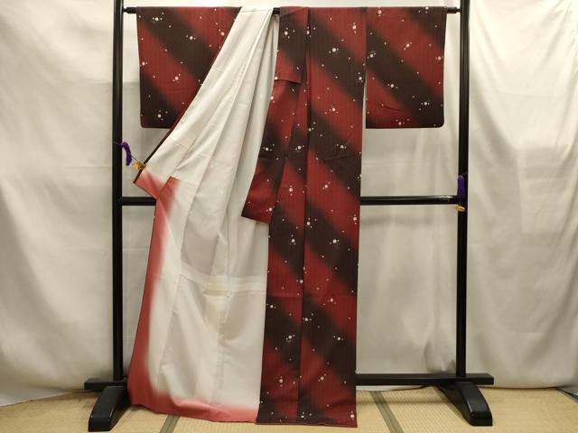 平和屋着物■小紋　舞花文　暈し染め　洗える着物　AABL4346sx