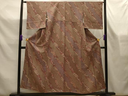 平和屋着物■上質な小紋　吉祥花文　正絹　逸品　AABL4352sx