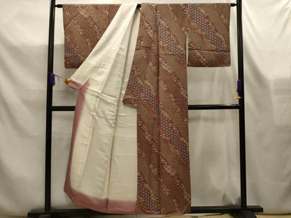 平和屋着物■上質な小紋　吉祥花文　正絹　逸品　AABL4352sx