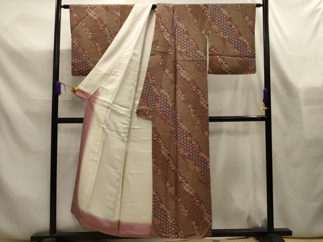 平和屋着物■上質な小紋　吉祥花文　正絹　逸品　AABL4352sx