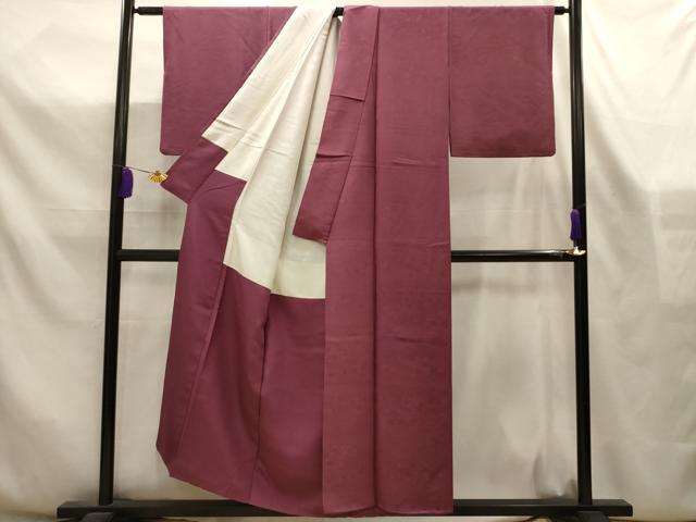 平和屋着物■上質な色無地　草花地紋　浅蘇芳色　正絹　逸品　AABL4353sx