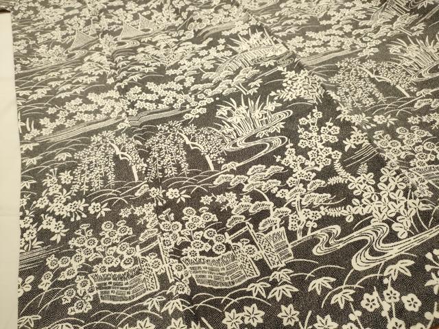 平和屋着物■江戸小紋　松竹梅風景文　正絹　逸品　AABL4358sx