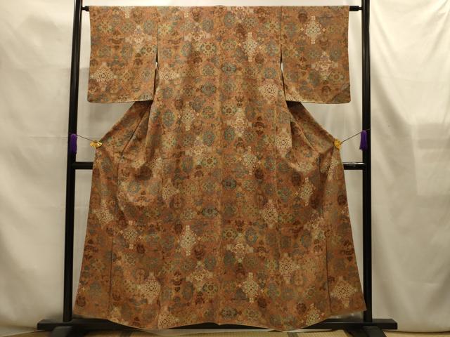 平和屋着物■上質な小紋　蜀江花文　正絹　逸品　AABL4359sx