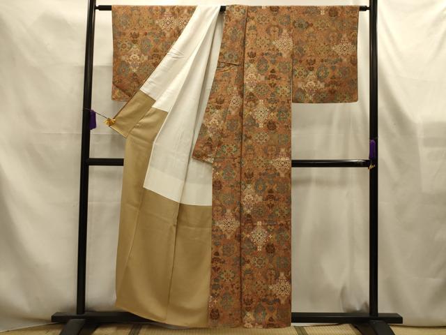 平和屋着物■上質な小紋　蜀江花文　正絹　逸品　AABL4359sx