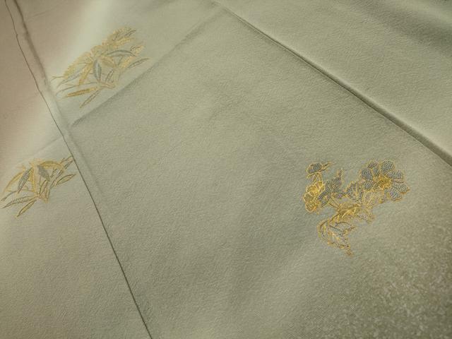 平和屋着物■中国三大刺繍　相良刺繍　訪問着　笹の葉文　暈し染め　金糸　正絹　逸品　AABL4360sx