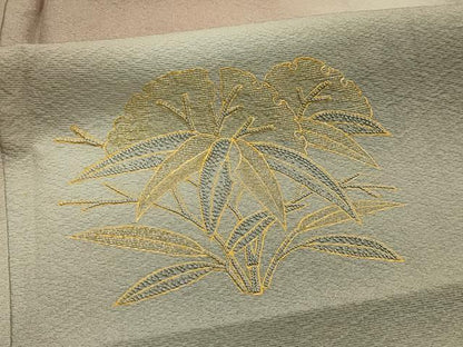 平和屋着物■中国三大刺繍　相良刺繍　訪問着　笹の葉文　暈し染め　金糸　正絹　逸品　AABL4360sx
