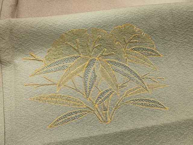 平和屋着物■中国三大刺繍　相良刺繍　訪問着　笹の葉文　暈し染め　金糸　正絹　逸品　AABL4360sx
