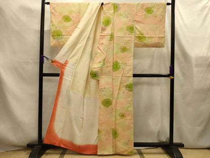 平和屋着物■上質な小紋　草花文　地紋起こし　暈し染め　正絹　逸品　AABL4361sx