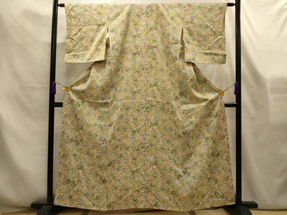平和屋着物■上質な小紋　枝花文　金彩　正絹　逸品　AABL4364sx