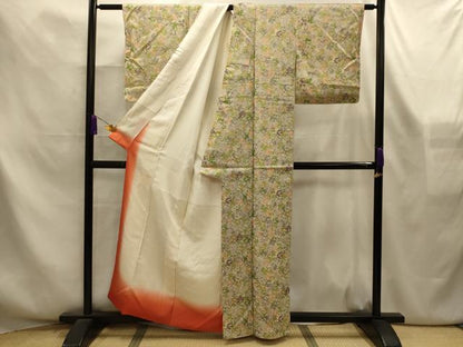 平和屋着物■上質な小紋　枝花文　金彩　正絹　逸品　AABL4364sx