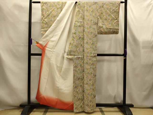 平和屋着物■上質な小紋　枝花文　金彩　正絹　逸品　AABL4364sx