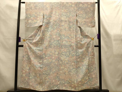 平和屋着物■上質な小紋　辻が花　鬼しぼ縮緬　正絹　逸品　AABL4365sx