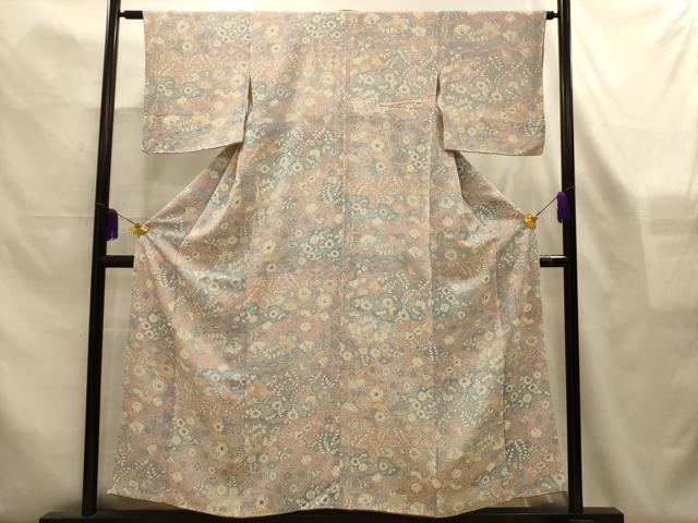 平和屋着物■上質な小紋　辻が花　鬼しぼ縮緬　正絹　逸品　AABL4365sx