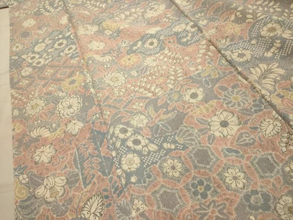 平和屋着物■上質な小紋　辻が花　鬼しぼ縮緬　正絹　逸品　AABL4365sx