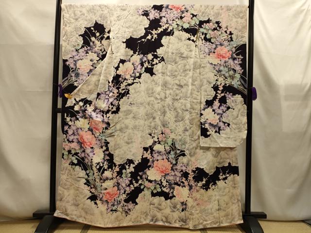 平和屋着物■豪華振袖　草花文　銀彩　やまと誂製　正絹　逸品　AABL4366sx