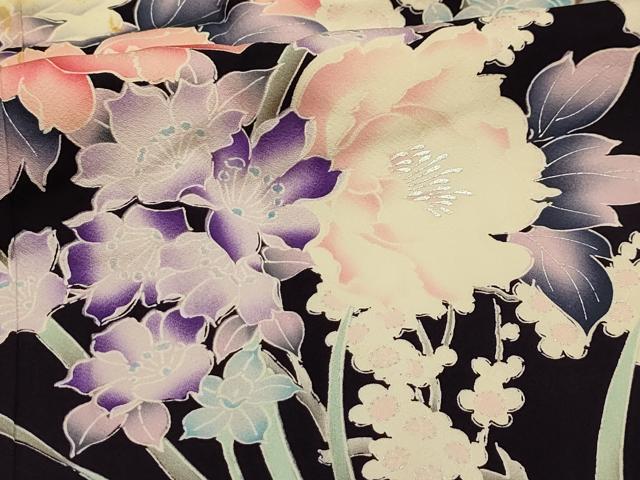 平和屋着物■豪華振袖　草花文　銀彩　やまと誂製　正絹　逸品　AABL4366sx